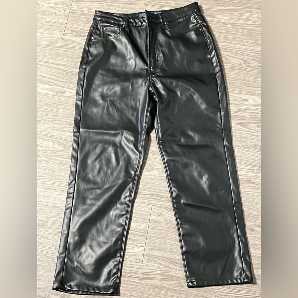 Black faux leather jeans